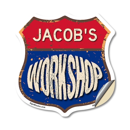 Signmission Jacob's Workshop, 18 Inch X 18 Inch, Vinyl Decal SHI-D-18-489-JACOB