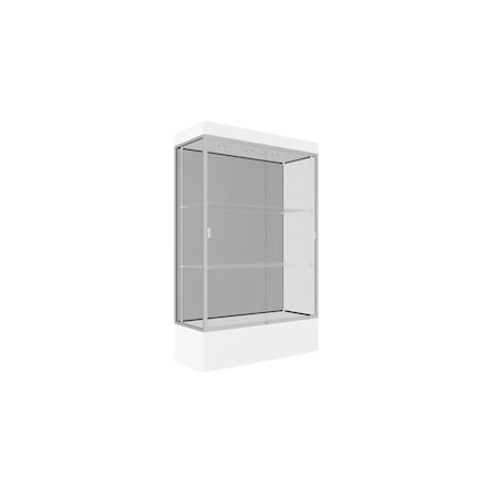Ghent Lighted Floor Display Case 48x76x20, 12" Base, Satin 94LFHB-SN-WHT