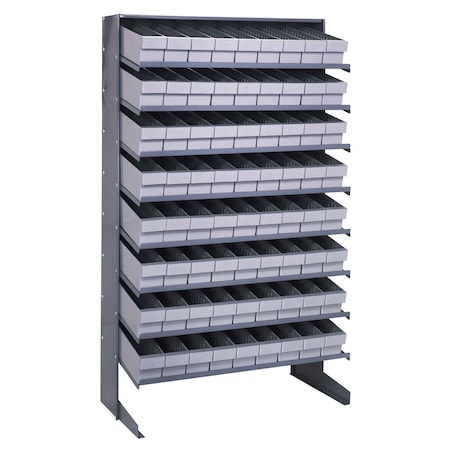 Quantum Storage Systems SINGLE SIDED PICK RACK W/72 GRAY BINS QPRS-604GY