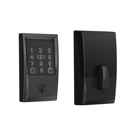 Schlage Residential Century Encode Plus Smart Wifi Deadbolt with 12351 Latch and 10116 Strike Matte Black Finish BE499WBCEN622