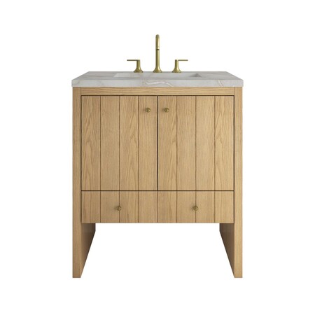 James Martin Vanities Hudson 30" Single Vanity, Light Natural Oak w/ 3 CM Victorian Silver Silestone Top 435-V30-LNO-3VSL