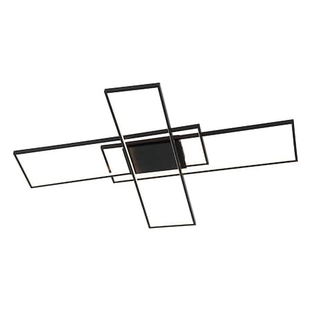 Jonathan Y Palco 39" Contemporary Minimalist Metal Adjustable Dimmable Geometric Integrated LED Flush Mount, Bla JYL7152A