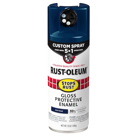 Rust-Oleum Rust Preventative Spray Paint, Navy Blue, Gloss, Solvent, 12 Oz 376904