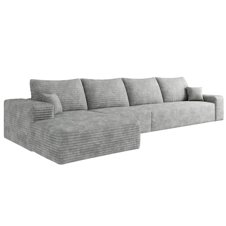 Homeroots 135" Gray Corduroy Modular Compression Foam Sofa With Toss Pillows 712969