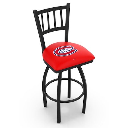 Holland Bar Stool Co 30" Blk Wrinkle Montreal Canadiens Swivel Bar Stool, Jailhouse Back L01830MonCan