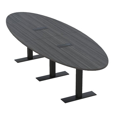 Skutchi Designs 10 Person Conference Table With Power Unit | 12' Oval Table | Harmony Series HAR-OVL-48X144-T.BK-WA7949-EBLK