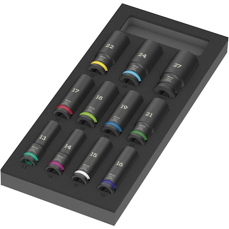 Wera 9725 Foam insert Zyklop C, 1/2 in, Impaktor Deep socket set 1, 11 pieces 5150115001