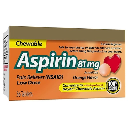 Generic Chewable Aspirin Tablets, Orange Flavor, 81mg, 36PK 57896091136