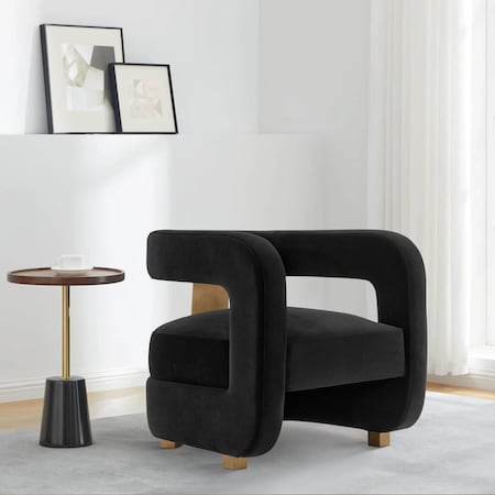 Manhattan Comfort Modern Amirah Velvet Accent Chair in Black AC060-BK