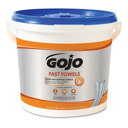 Gojo FAST TOWELS Hand Cleaning Towels, 7.75 x 11, 130/Bucket, PK4 PK 6298-04