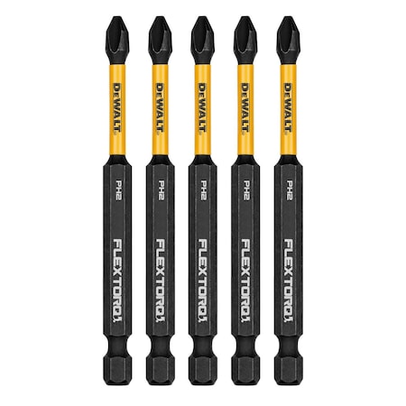Dewalt FlexTorq Power Bit, L:3.5", PKG5, BitSize:PH2 DWAF3PH2IR5