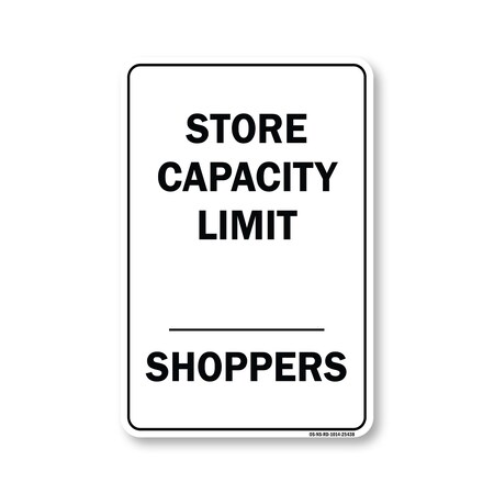 Signmission Public Safety, 10" Height, Peel And Stick Wall Graphic, 14" x 10", Store Capacity Limit Shoppers OS-NS-RD-1014-25438