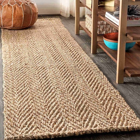 Jonathan Y Espina Hand Woven Herringbone Chunky Jute Natural 2 ft. x 8 ft. Runner Rug NFR101A-28