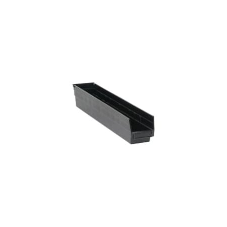 Quantum Storage Systems Shelf Storage Bin, Polypropylene, Black, 4 in H, 4 1/8 in W, 23 5/8 in L QSB105CO