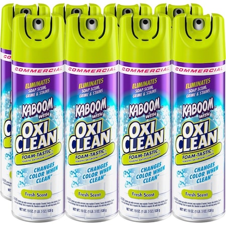 Church & Dwight Co. Kaboom, Foamtastic Bathroom Cleaner, Fresh Scent, 19 Oz Spray Can, 8PK 5703700071CT