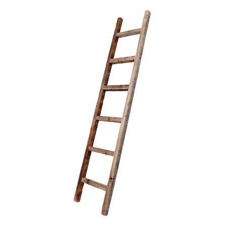 Homeroots 72" Six Step Rustic Weathered Grey Wood Ladder Shelf 380337