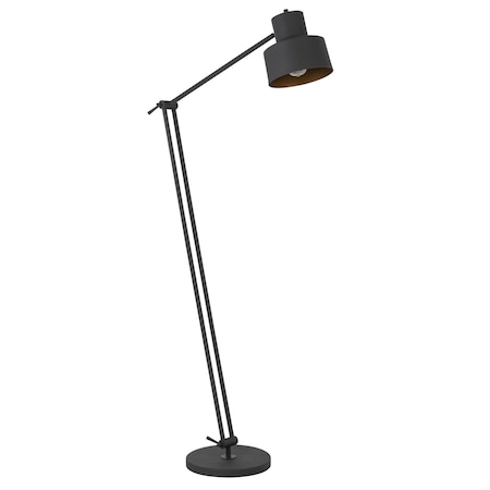 Homeroots 65" Black Adjustable Traditional Shaped Floor Lamp With Black Dome Shade 526286