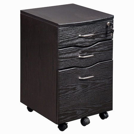 Homeroots 16" Espresso Wood Three Drawers Filing Cabinet 723070