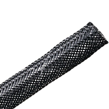 Hellerman Tyton Braided Sleeving, Expandable, Flame Retardant, 0.5" Dia, PET, Black, 100 ft/reel 170-03007