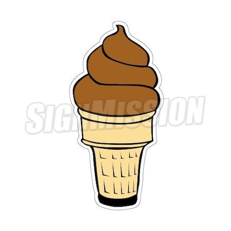 Signmission Soft Ice Cream Cone Chocolate, 12 Inch, Vinyl D-24 Soft Ice Cream Cone Chocolate