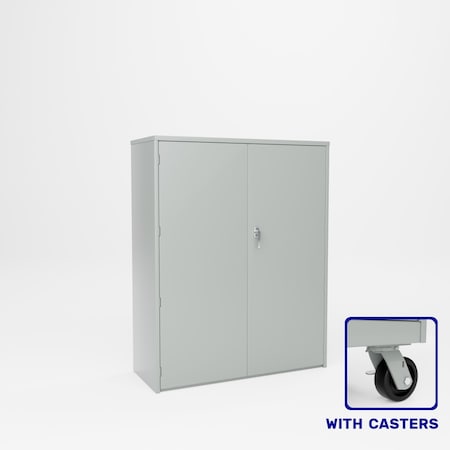 Pucel Heavy Duty Storage Cabinet with Casters, 48 in W x 66 in H x 19 in D, Gray HDSC-4860-19-3C
