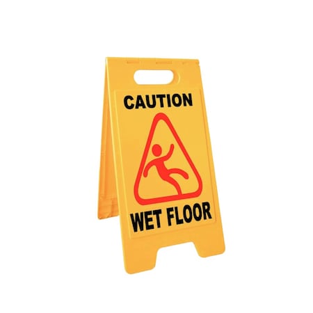 4Dock Caution Wet Floor Warning Sign - 2 Sided, 24.02 in Height, 12 in Width, PP FS001