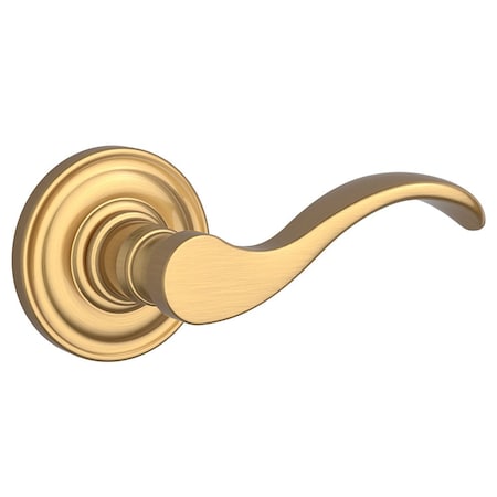 Baldwin Passage Curve Lever and Traditional Round Rose with 6AL Latch and Dual Strike Lifetime Satin PSCURTRR044