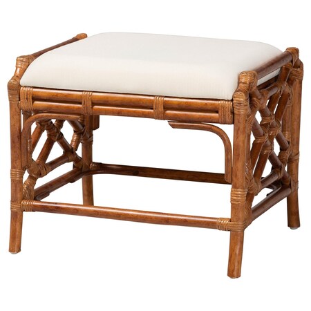 Bali & Pari Morley Marbled Tortoise Natural Rattan Ottoman 268-14698-ZORO