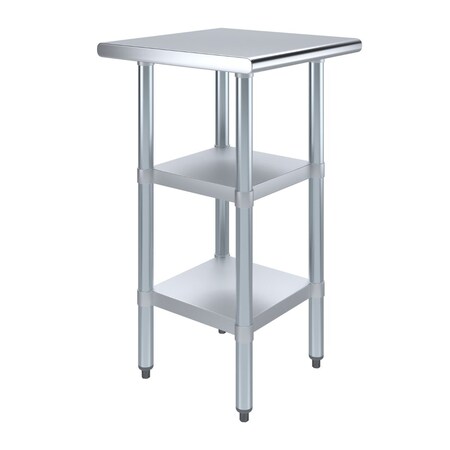 Amgood 20in D x 20in L Stainless Steel Table, Two Undershelves AMG WT-2020-2SH-Z