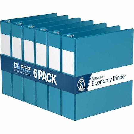 Davis Group Premium Economy, Angle D Ring, Binder, (Turquoise Blue, 2"), PK6 2304-52-06