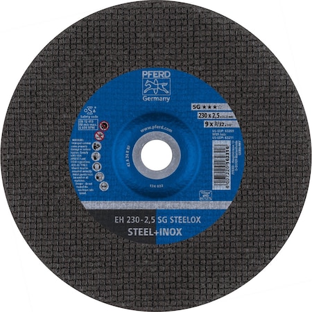 Pferd Cut-Off Wheel, Type 27, 9 in Dia, 3/32 in Thick, 7/8 in Arbor Hole Size, Aluminum Oxide 63209