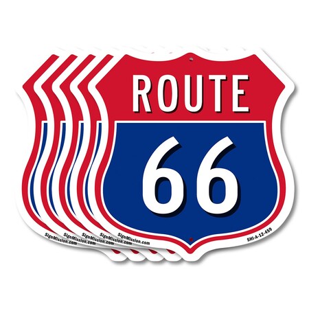 Signmission Route Marker Shield Sign Route 66, 12 inch X 12 inch, Aluminum Metal Sign, 5PK SHI-A-5Pack-12-459