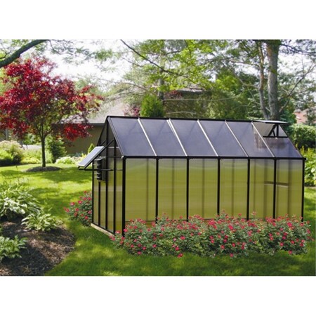 Riverstone Industries Monticello 8 x 12 Ft. Greenhouse- Black - Mojave MONT-12-BK- MOJAVE