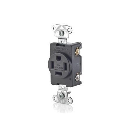 Leviton Commercial Grade Single Receptacle, 20 Amp, 125/250V 8410
