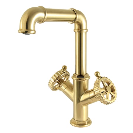 Kingston Brass Two-Handle Single-Hole Bathroom Faucet with Push Pop-Up Drain, Brushed Brass LS6303CG