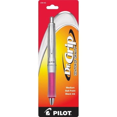 Pilot Pilot Dr. Grip Center of Gravity Ballpoint Retractable Pen, Medium, Pink Barrel, Black Ink 36182