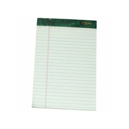 Tops 5 x 8" Jr. Legal Ruled Perforated Pad, Double-Stitched, 50 Pg, Pk12 TOP63360