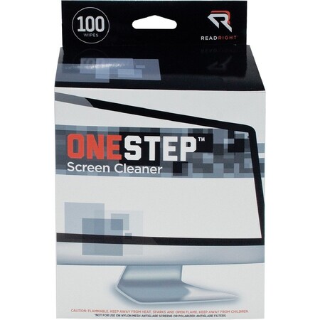 Read Right RR1309 OneStep CRT Screen Cleaning Pads 5 x 5 Cloth White 100 Pack RR1309