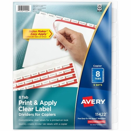 Avery Dividers, Index, Reg Tab, 8Tab 5PK AVE11422