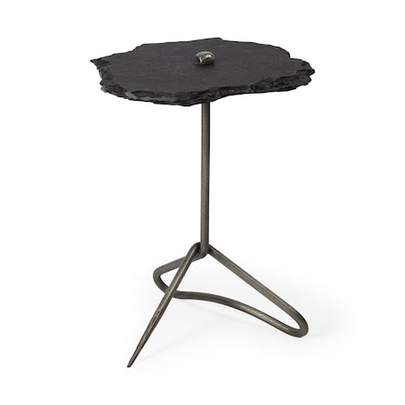 Homeroots 24" Slate Gray And Black Stone End Table 380689