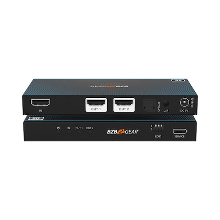 Bzbgear 1x2 8K UHD HDMI 2.1 48Gbps Splitter with Auto Downscaling/Audio De-Embedding BG-8K-DA12A-G2