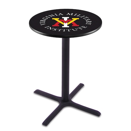 Holland Bar Stool Co 42" Blk Wrinkle Virginia Military Institute Pub Table, 36" dia. Top L211B4236VAMilI