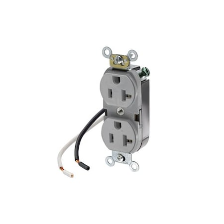 Leviton Leaded Dup 20A 125V Self-Gr Gry 5340-CGY
