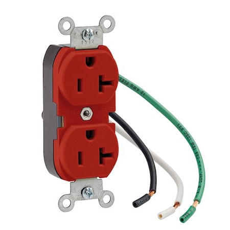 Leviton Leaded Dup 20A 125V Self-Gr Red 5362-LR