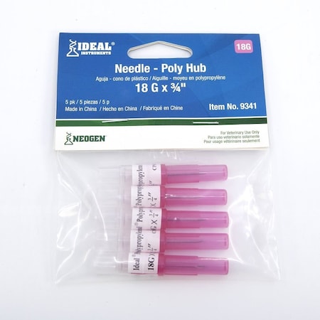 Neogen Hub Needle, 18 ga, 3/4 in L, 5PK 9341
