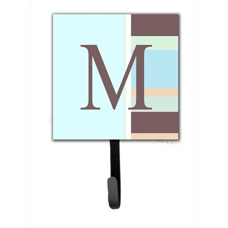 Carolines Treasures Letter M Initial Monogram - Blue Stripes Leash Holder Or Key Hook CJ1003-MSH4