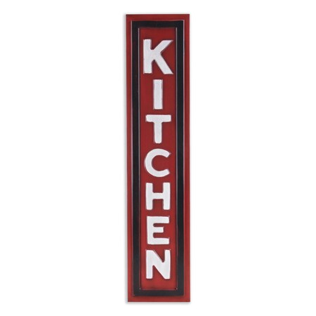 Homeroots 37" X 8" Red and White Kitchen Metal Wall Decor 489616