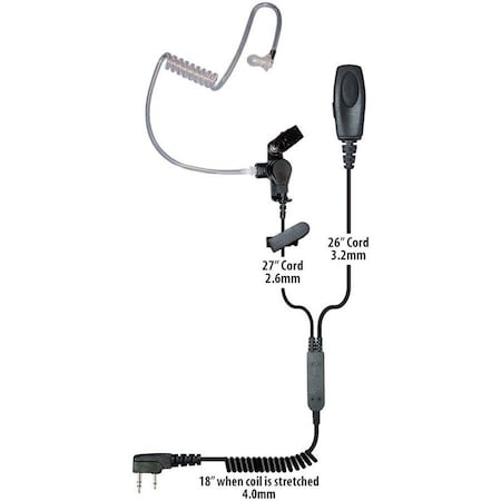 Klein Electronics Inc Klein 2-Wire Surveillance Earpiece - Mono - Wired - Earbud - Monaural - In-ear - Noise Canceling Patriot-K1