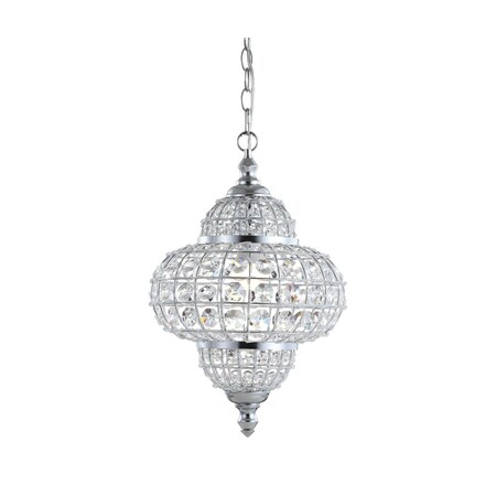 Jonathan Y Juliette 12" Crystal/Metal LED Pendant, Chrome JYL6111A