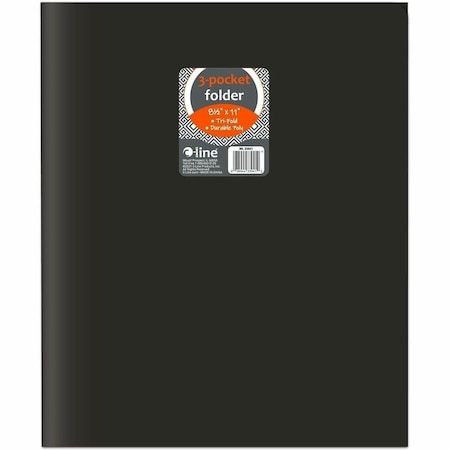 C-Line Products Three-Pocket Poly Folder, Black, 24PK 33941